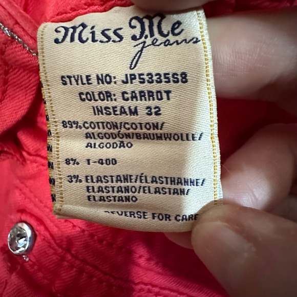 Miss Me Skinny Jeans Women 26 Red JP5335S8 Embroidered Rhinestone Pockets - Picture 12 of 14